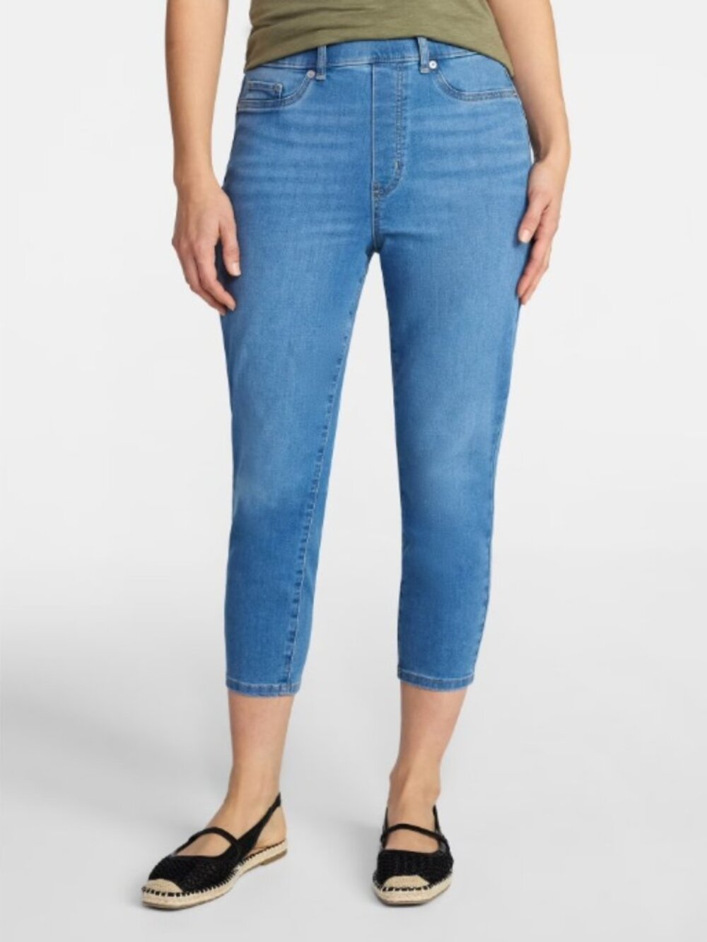Time and Tru Womens Capri Jeggings Pull on Comfort Flex Waistband Blue Size XXXL